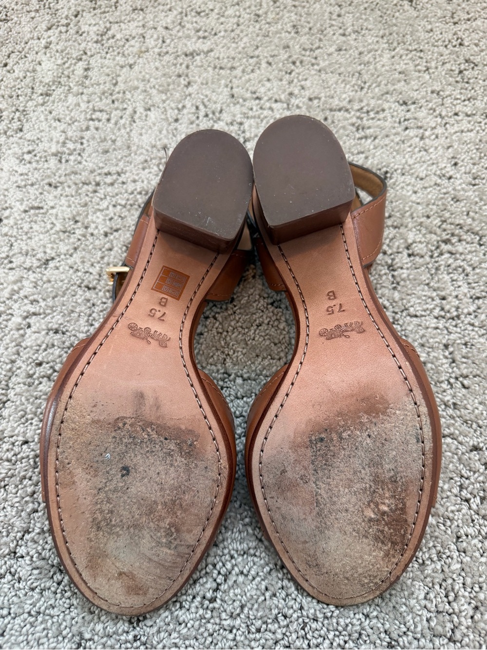 COACH Women's Brown Leather Block Heel Sandals Sz 7.5 - Picture 3 of 9